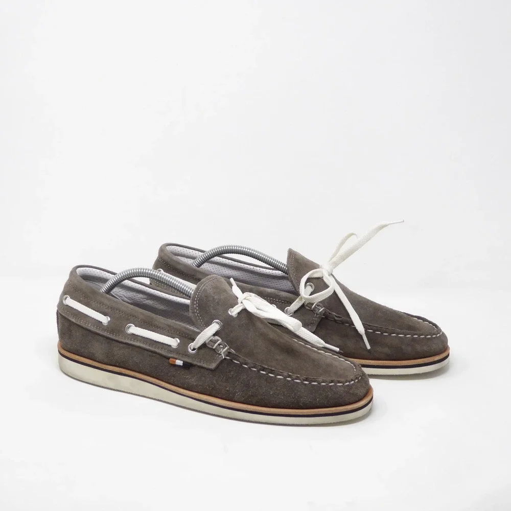 Allen Edmonds Mens Costa Brava Slip On Boat Shoes Gray Suede Size 10.5 D